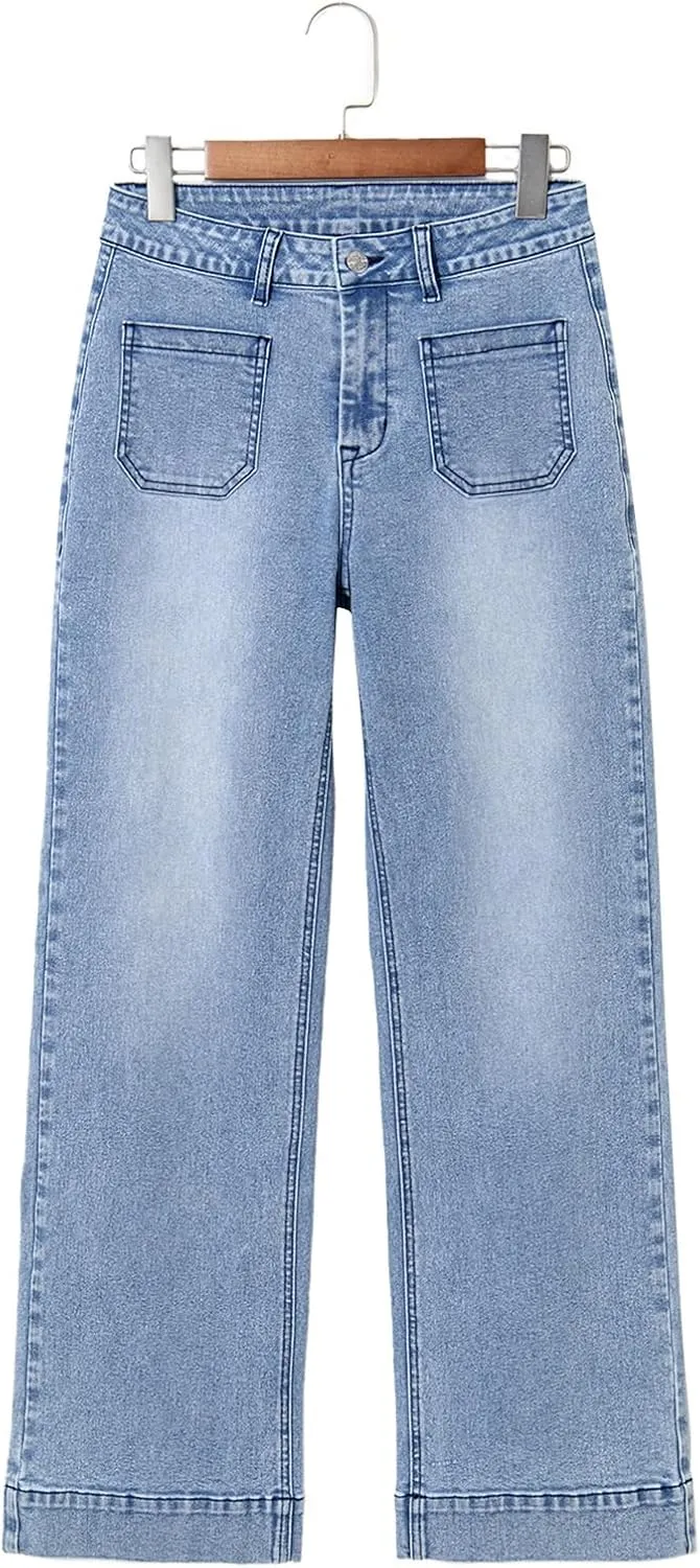 Astylish Women's Wide Leg Jeans High Waisted Stretchy Straight Leg Jeans Loose Trendy Denim Pants with Pocket