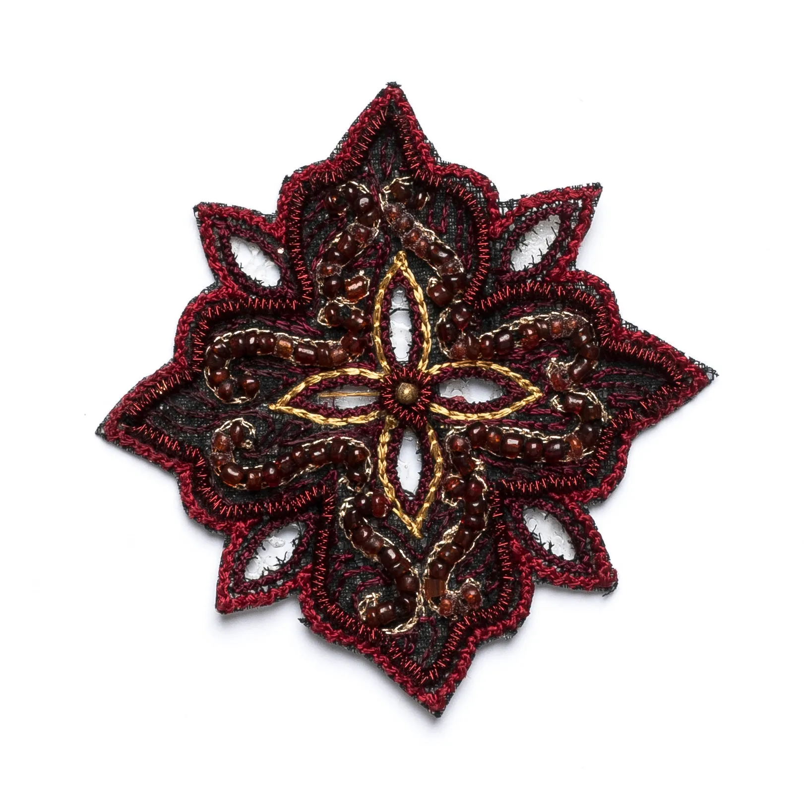 Beaded Indian Floral Sew-On Applique | Multi-Color Floral Applique | Glue on Floral Applique