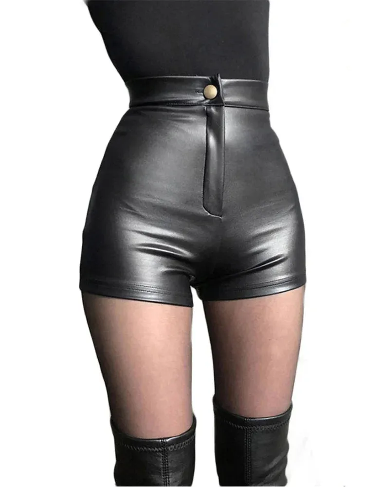 Black PU Fashion Casual Summer Women Clothing Faux Leather High Waisted Y2k Woman Pants