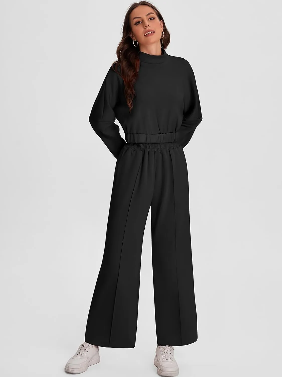 Bloggerlove Womens 2 Piece Outfits Lounge Set Long Sleeve Zip Up Sweatshirt Wide Leg Sweatpants Fall Matching Sweatsuit