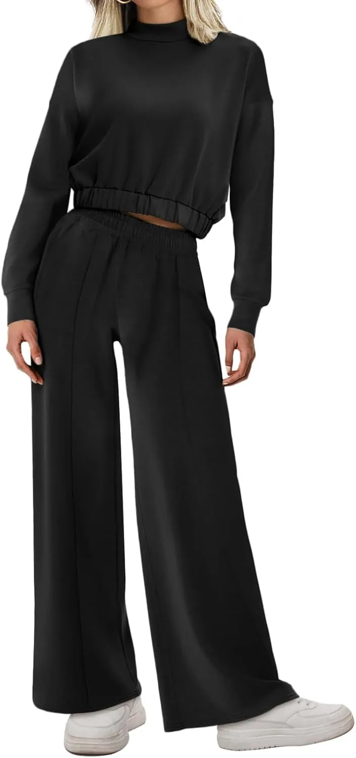 Bloggerlove Womens 2 Piece Outfits Lounge Set Long Sleeve Zip Up Sweatshirt Wide Leg Sweatpants Fall Matching Sweatsuit
