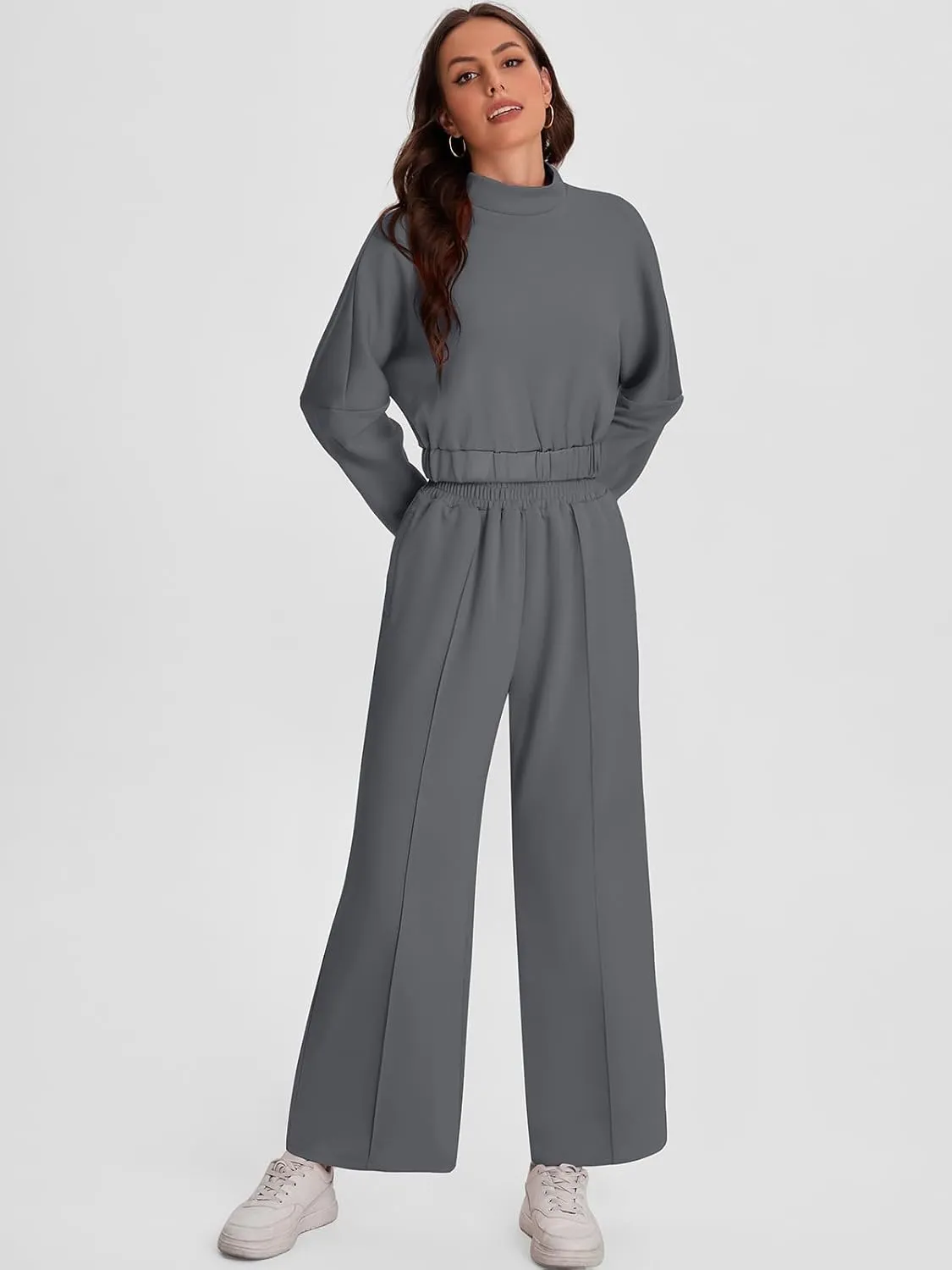 Bloggerlove Womens 2 Piece Outfits Lounge Set Long Sleeve Zip Up Sweatshirt Wide Leg Sweatpants Fall Matching Sweatsuit