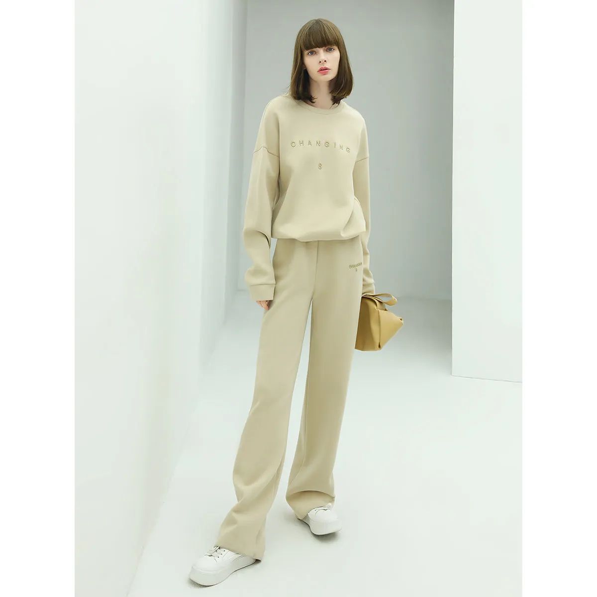 Casual Airy Cream Sweater Pants