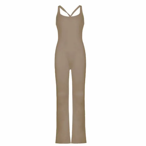 Casual Solid Color Jumpsuit with Flared Pants