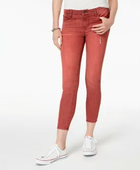 Celebrity Pink Juniors' Colored Distressed Skinny Jeans Dark Red Size 0