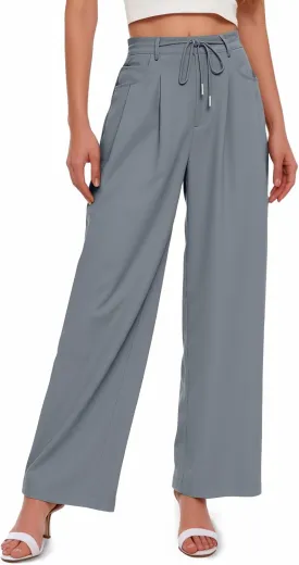 Cicy Bell Womens Wide Leg Dress Pants Elastic High Waist Pleated Work Pants Business Casual Trousers