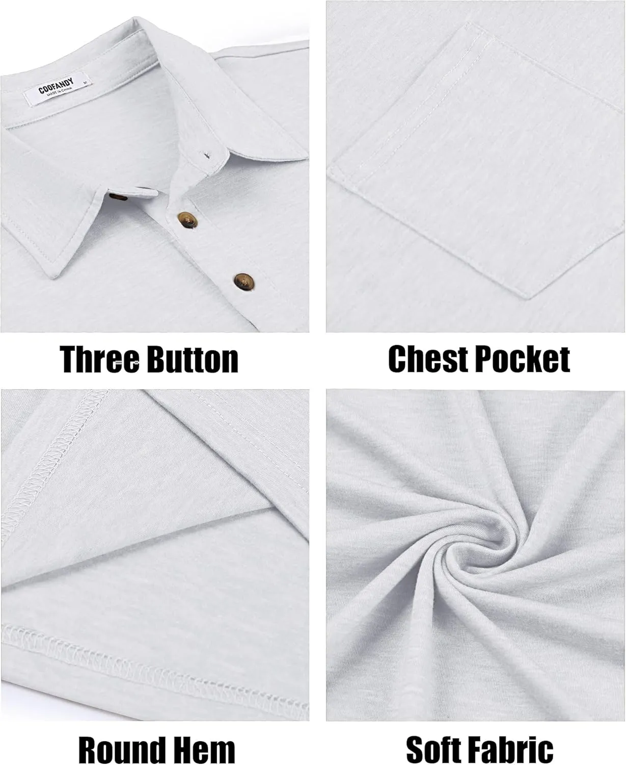 COOFANDY Men Short Sleeve Polo Shirt Casual Summer Collar Shirts Dress Button Polo T Shirt Classic Golf Shirts