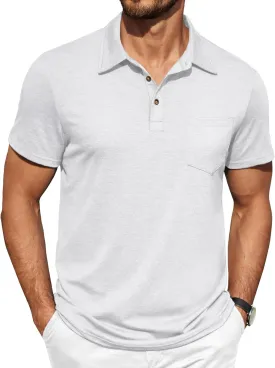 COOFANDY Men Short Sleeve Polo Shirt Casual Summer Collar Shirts Dress Button Polo T Shirt Classic Golf Shirts