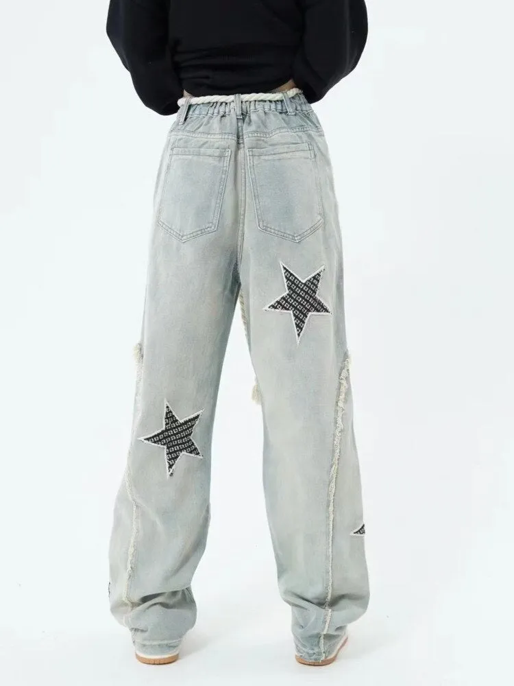 deanwangkt Yellow Mud Color Street Zippered Jeans  Women's High Street Trendy Straight Leg Pants  Slimming Micro Flared Pants