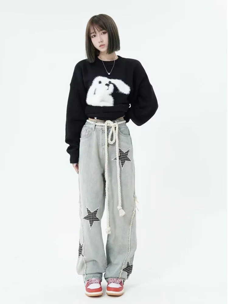 deanwangkt Yellow Mud Color Street Zippered Jeans  Women's High Street Trendy Straight Leg Pants  Slimming Micro Flared Pants