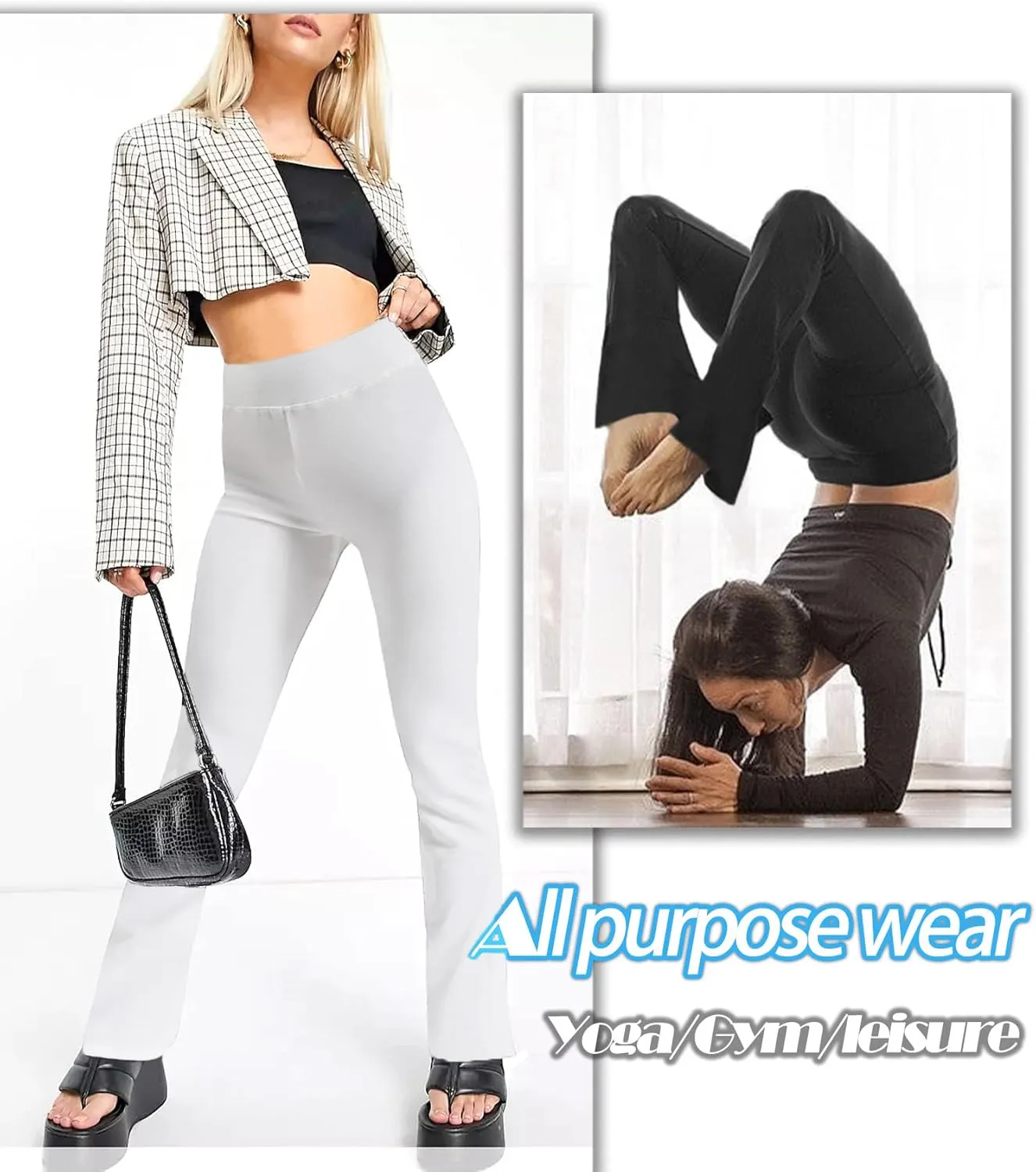 FITTOO Women's Boot Cut High Waisted Flared Yoga Pants Workout Casual Trousers