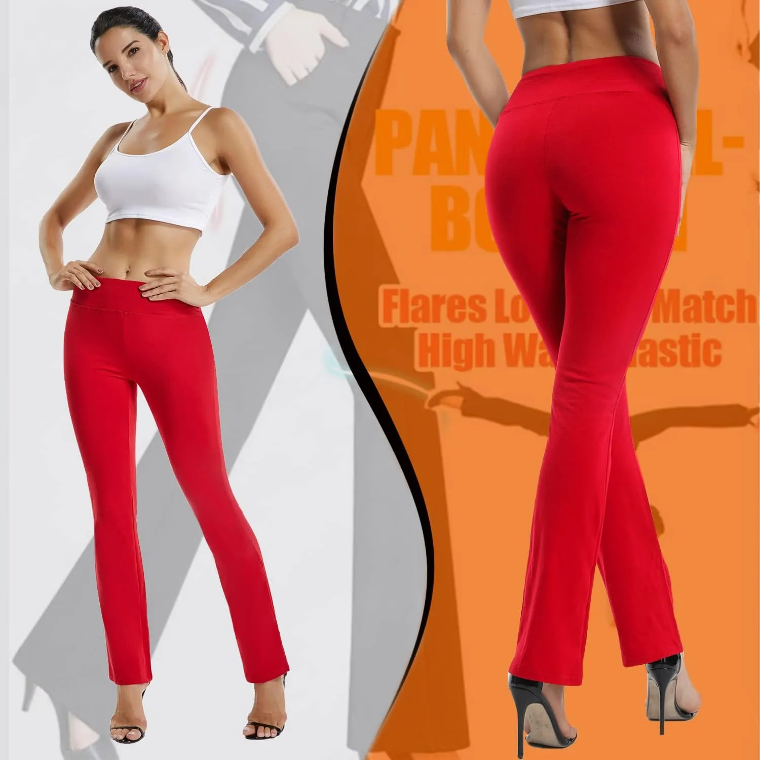 FITTOO Women's Boot Cut High Waisted Flared Yoga Pants Workout Casual Trousers