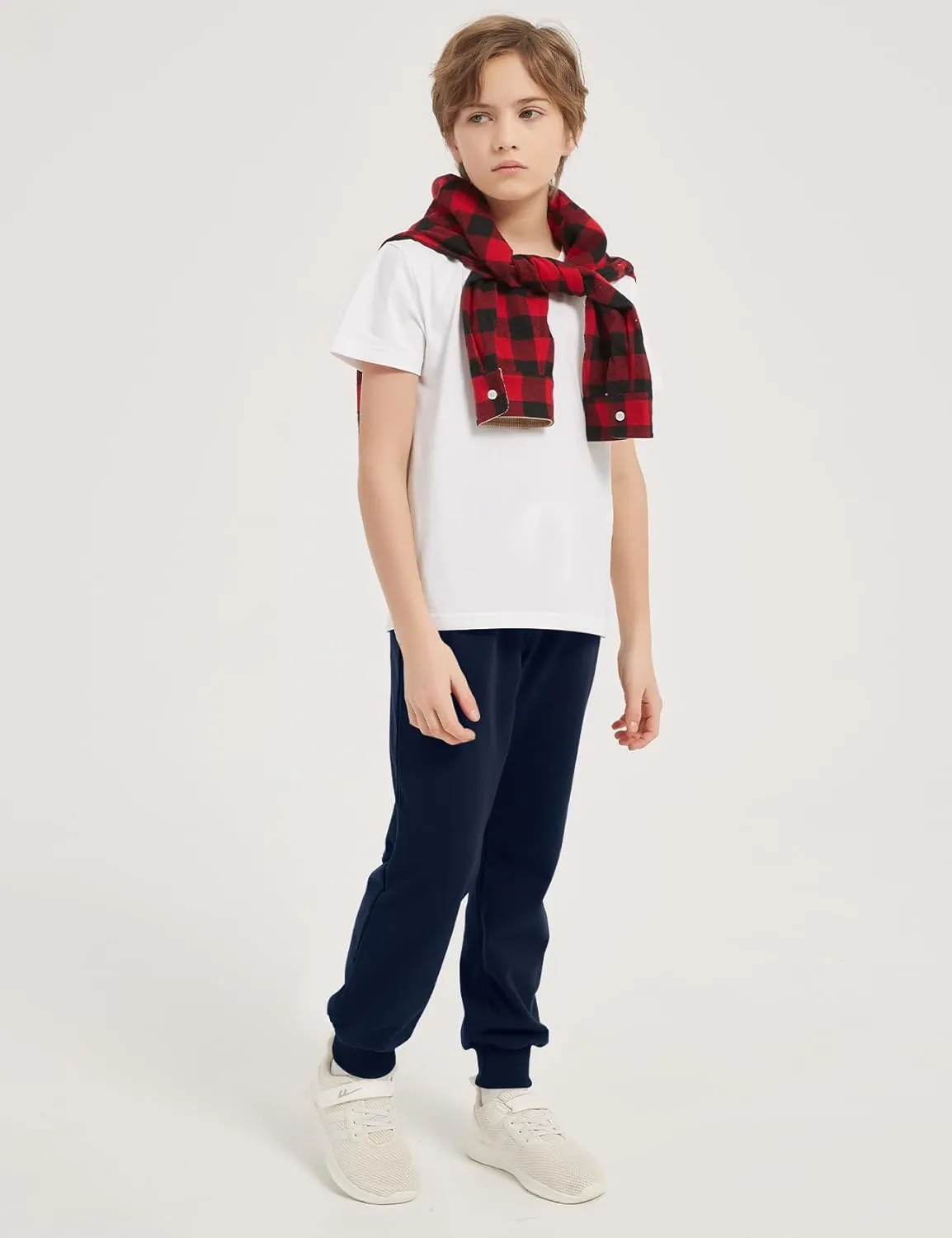 Flygo 3 Pack Boys Sweatpants Kids Active Joggers Athletic Casual Basic Pull On Pants with Pockets Drawstring
