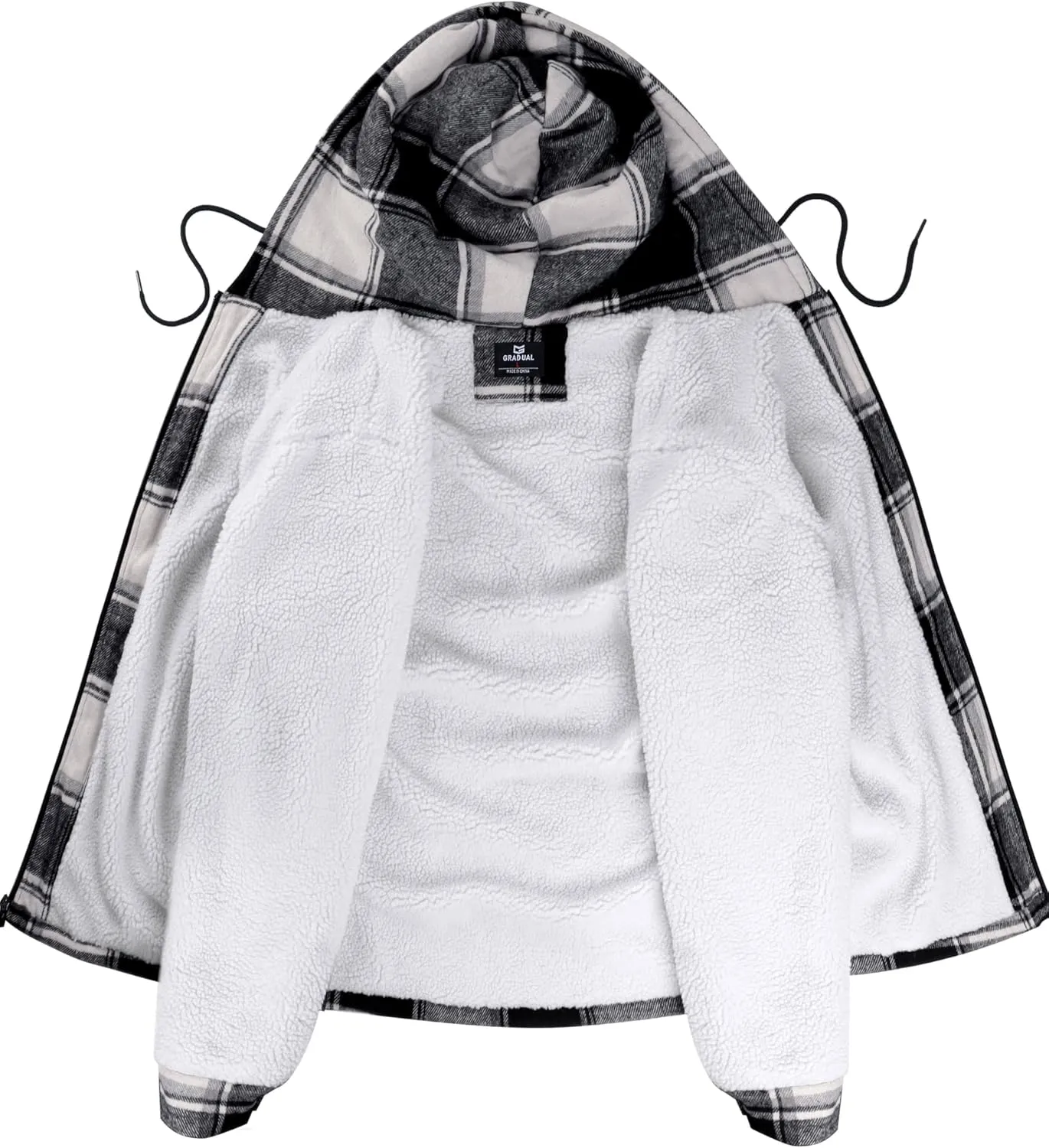 G Gradual Men's Flannel Jacket Fleece Sherpa Lined Hoodies Zip Up Plaid Shirt Warm Winter Jackets for Men with Zipper Pockets