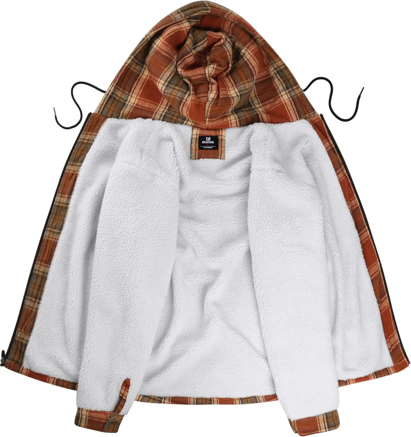 G Gradual Men's Flannel Jacket Fleece Sherpa Lined Hoodies Zip Up Plaid Shirt Warm Winter Jackets for Men with Zipper Pockets