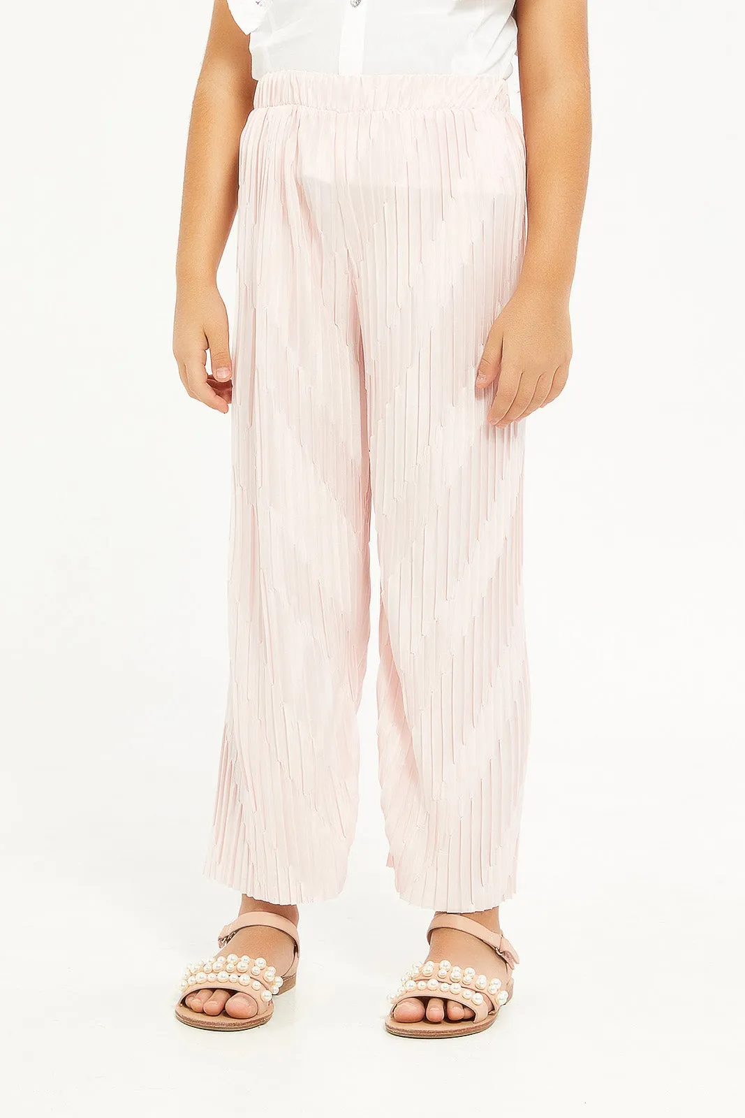 Girls Pink Pleated Trouser