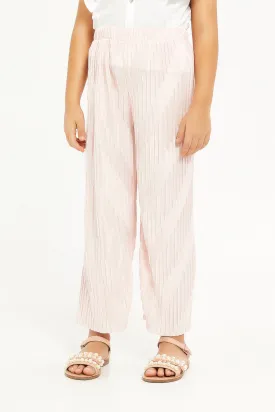 Girls Pink Pleated Trouser