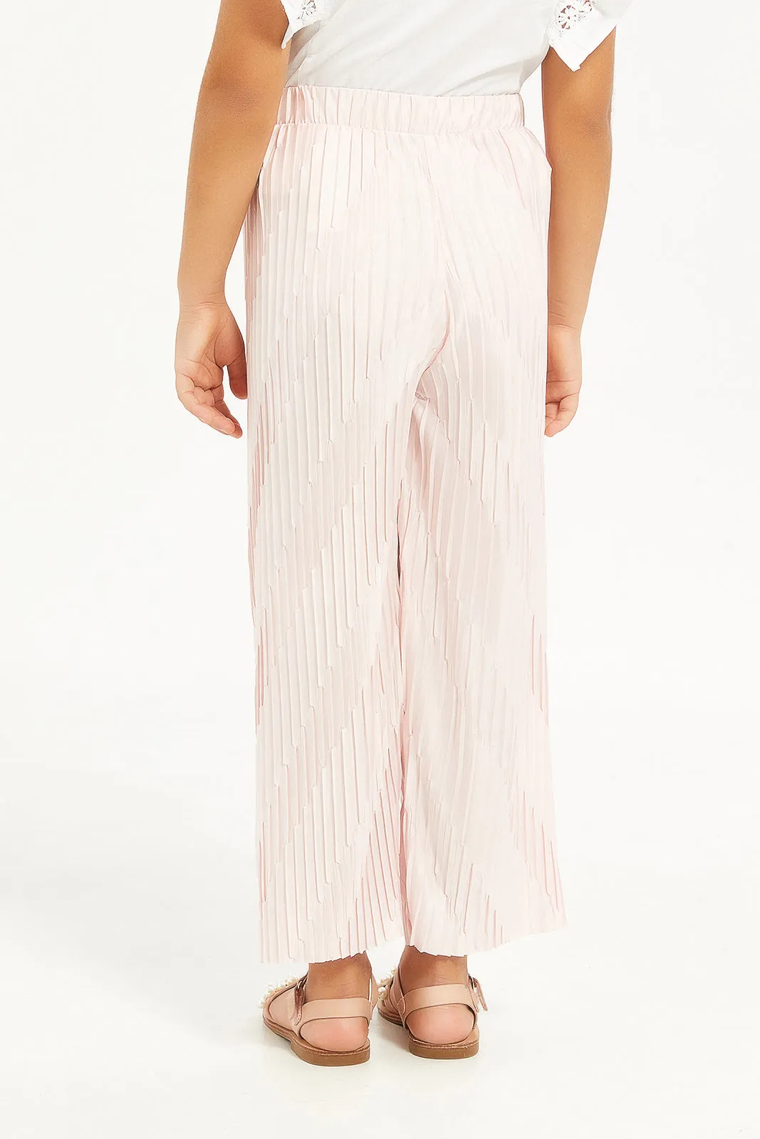 Girls Pink Pleated Trouser
