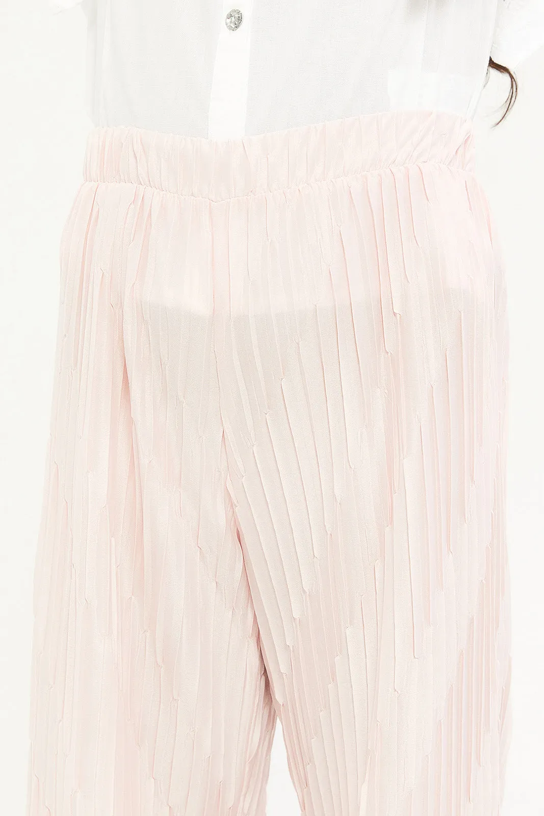 Girls Pink Pleated Trouser