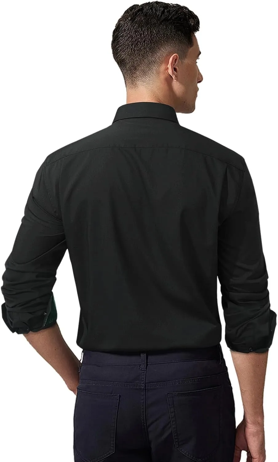 HISDERN Mens Dress Shirts Long Sleeve Button Down Casual Shirts for Men Inner Contrast Formal Business Tuxedo Wedding Shirt
