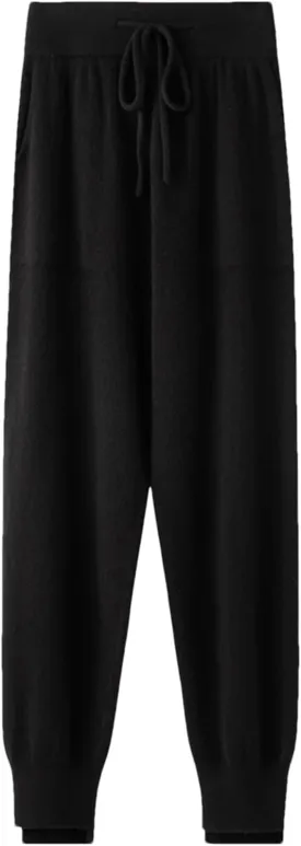 Hndudnff Women Loose Merino Wool Knitting Wide Leg Pants Winter Warm Thick Casual Soft Long Trousers