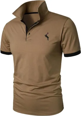 HOOD CREW Mens Classic Polo Shirt Short Sleeve Shirts Lightweight Casual Tops