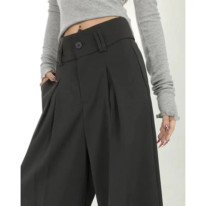 Lazy Pleated Baggy Wide Pants