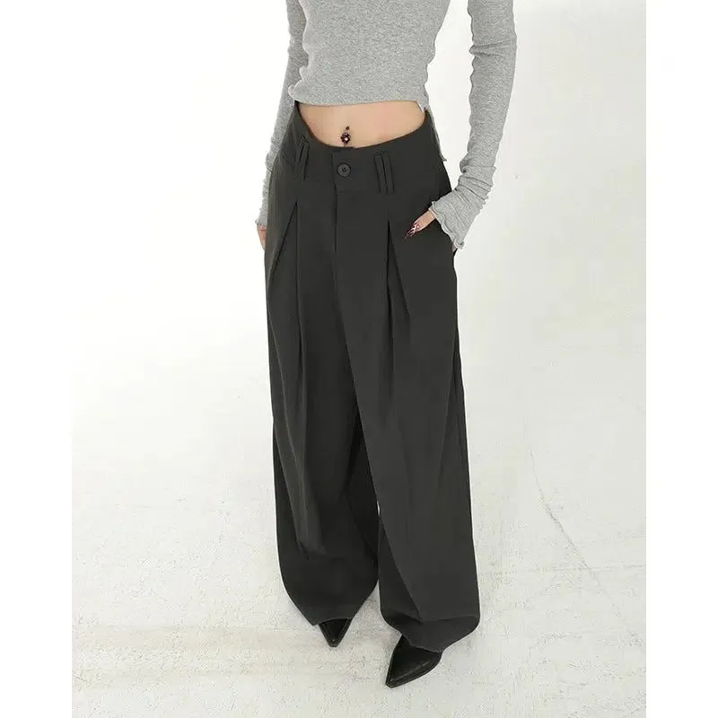 Lazy Pleated Baggy Wide Pants