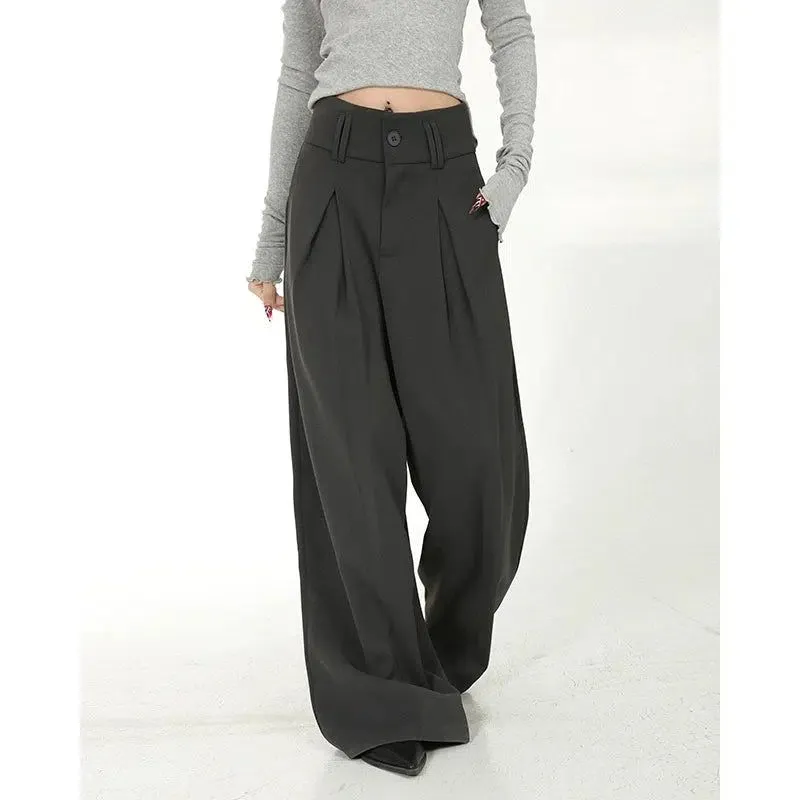 Lazy Pleated Baggy Wide Pants