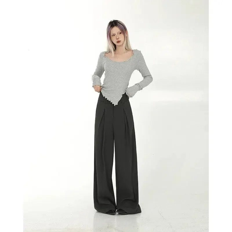 Lazy Pleated Baggy Wide Pants