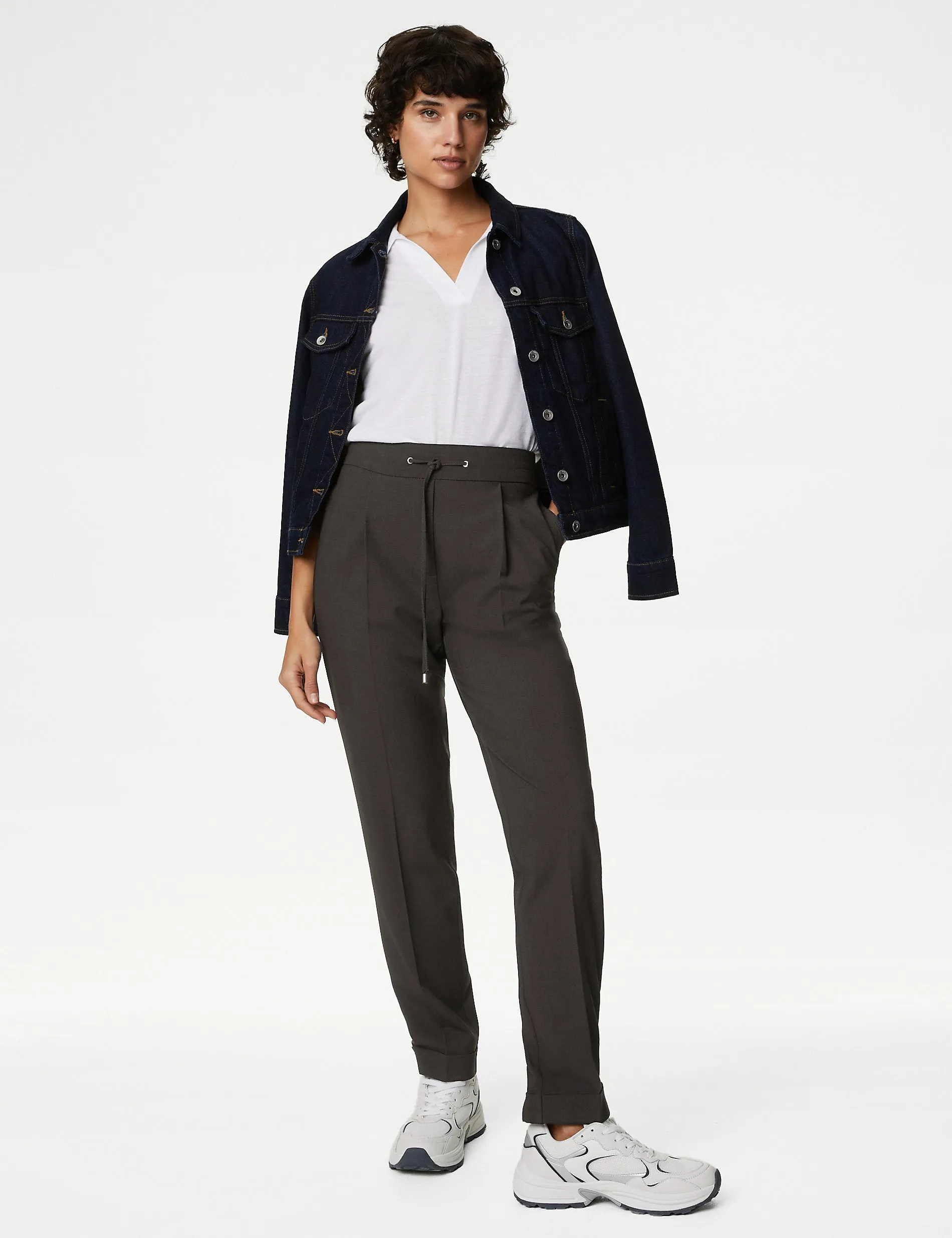 Marks & Spencer Grazer Drawstring Tapered Ankle Pants