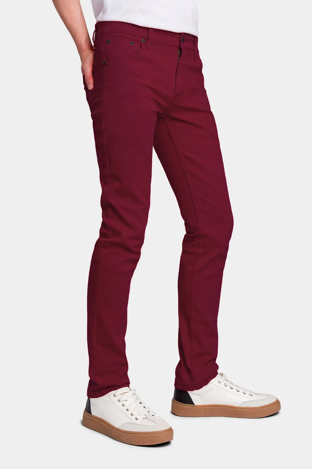 Men's Essential Skinny Fit Colored Jeans (Burgundy)