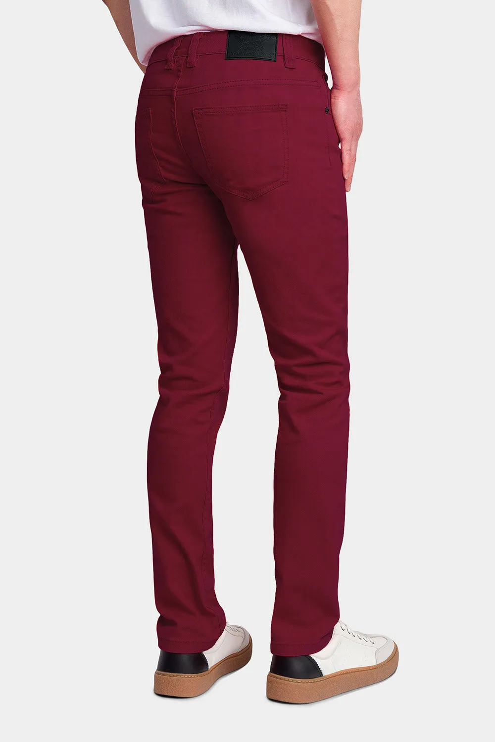 Men's Essential Skinny Fit Colored Jeans (Burgundy)