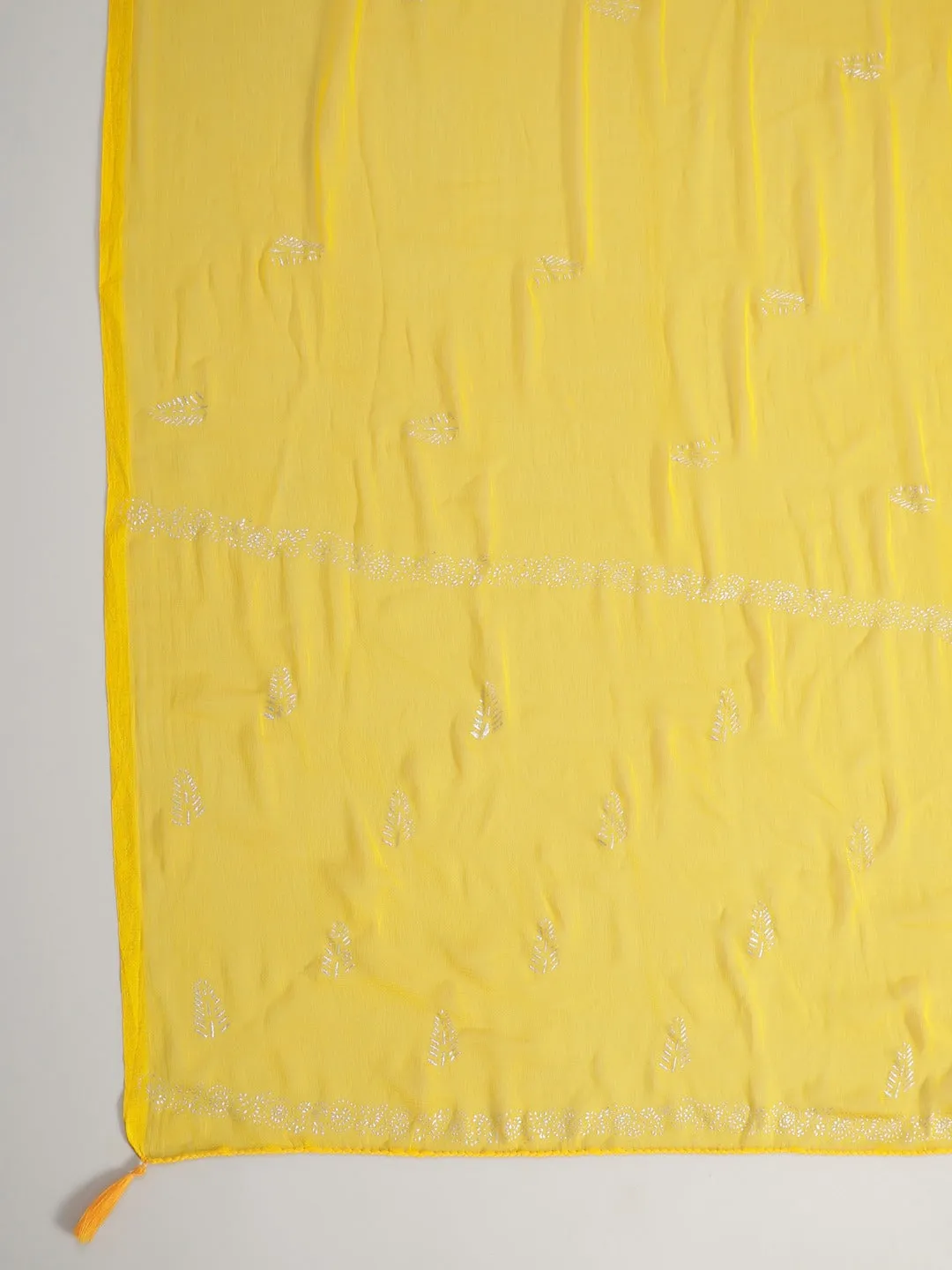 Mustard Printed Dupatta Set