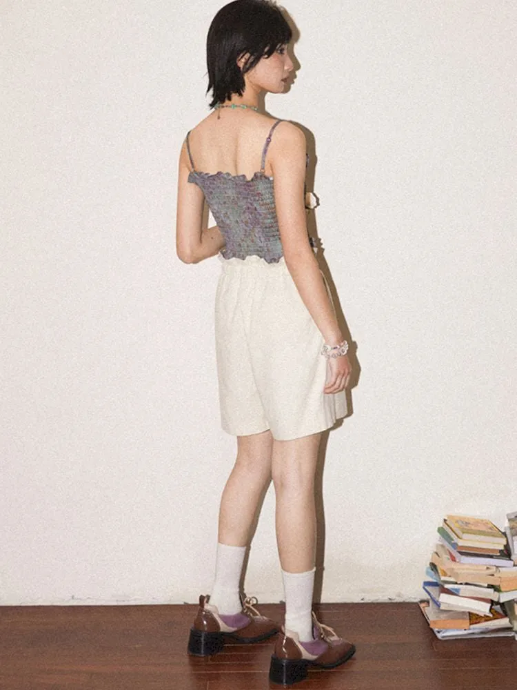 Pleated Waistband Casual Shorts【s0000008829】
