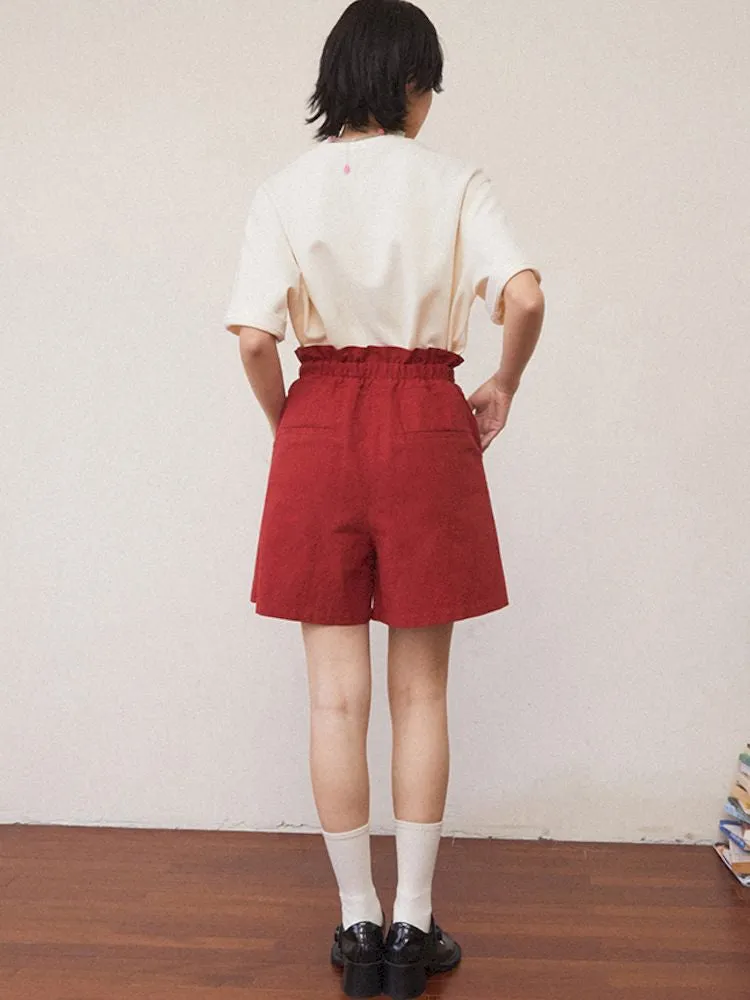 Pleated Waistband Casual Shorts【s0000008829】