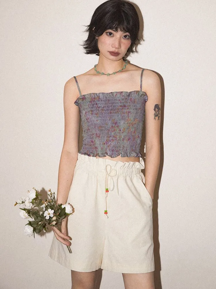 Pleated Waistband Casual Shorts【s0000008829】