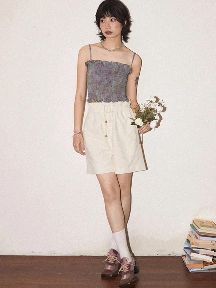 Pleated Waistband Casual Shorts【s0000008829】