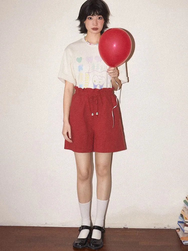 Pleated Waistband Casual Shorts【s0000008829】