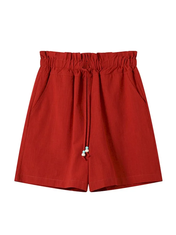 Pleated Waistband Casual Shorts【s0000008829】
