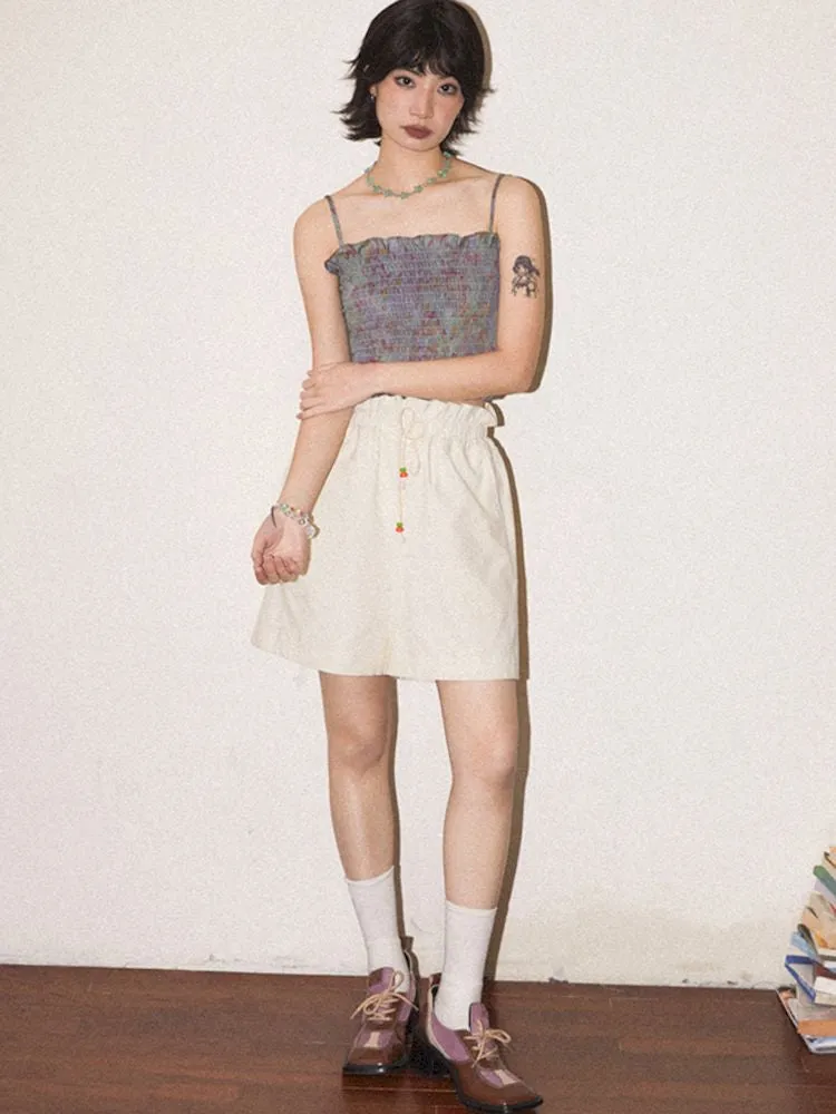 Pleated Waistband Casual Shorts【s0000008829】