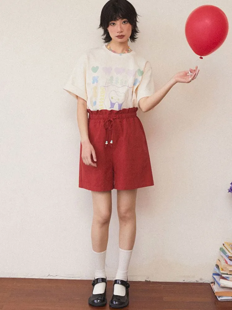 Pleated Waistband Casual Shorts【s0000008829】