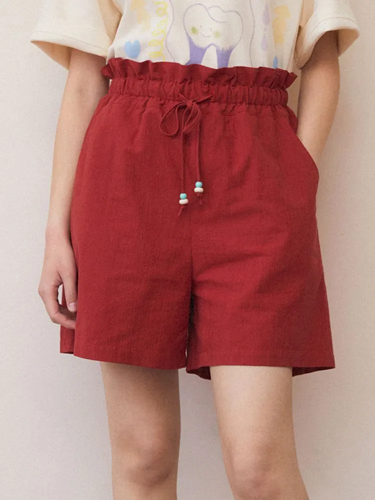 Pleated Waistband Casual Shorts【s0000008829】