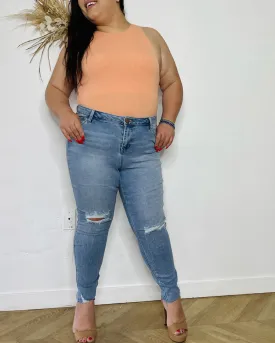Plus High Rise Distressed Skinny