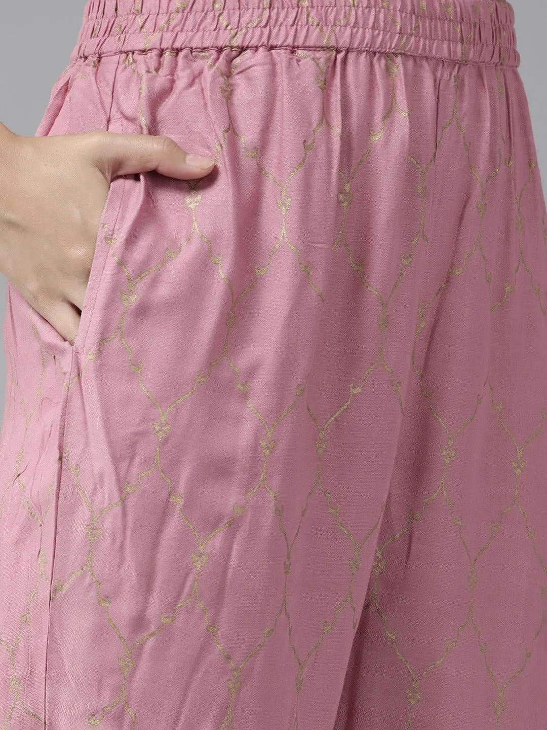 Purple Printed Dupatta Set