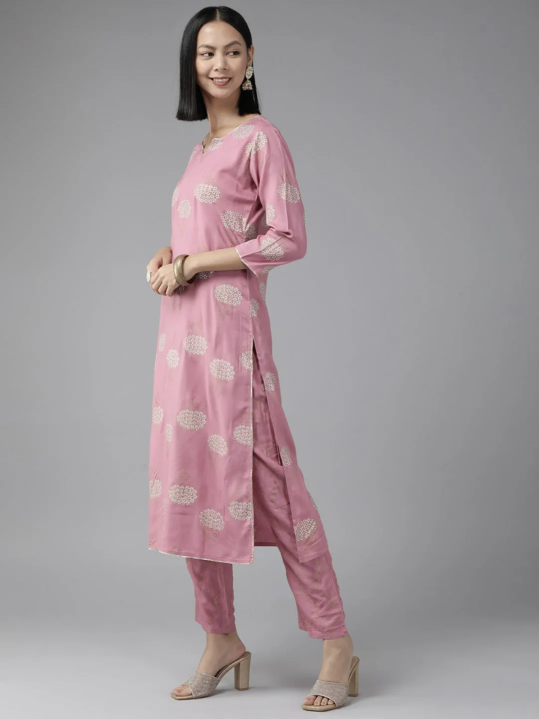 Purple Printed Dupatta Set