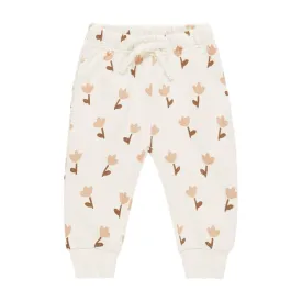Quincy Mae Ruffle Fleece Sweatpant- Tulips