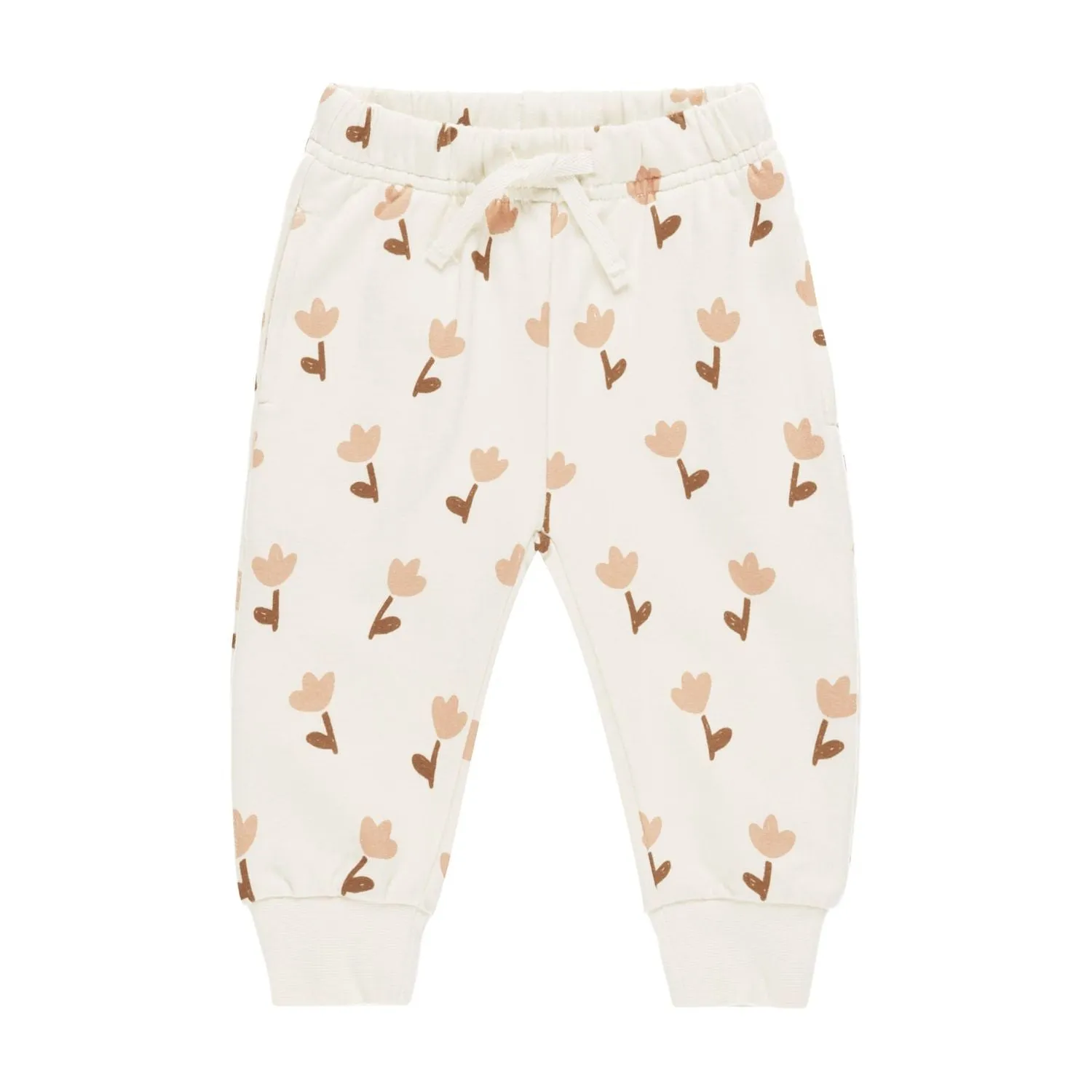 Quincy Mae Ruffle Fleece Sweatpant- Tulips