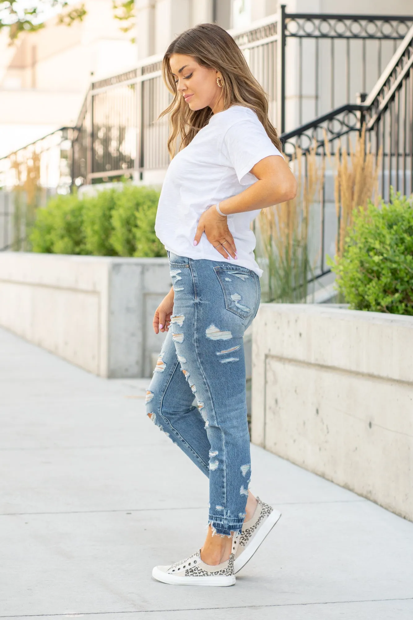 Rainbow Thread High Rise Distressed Skinny