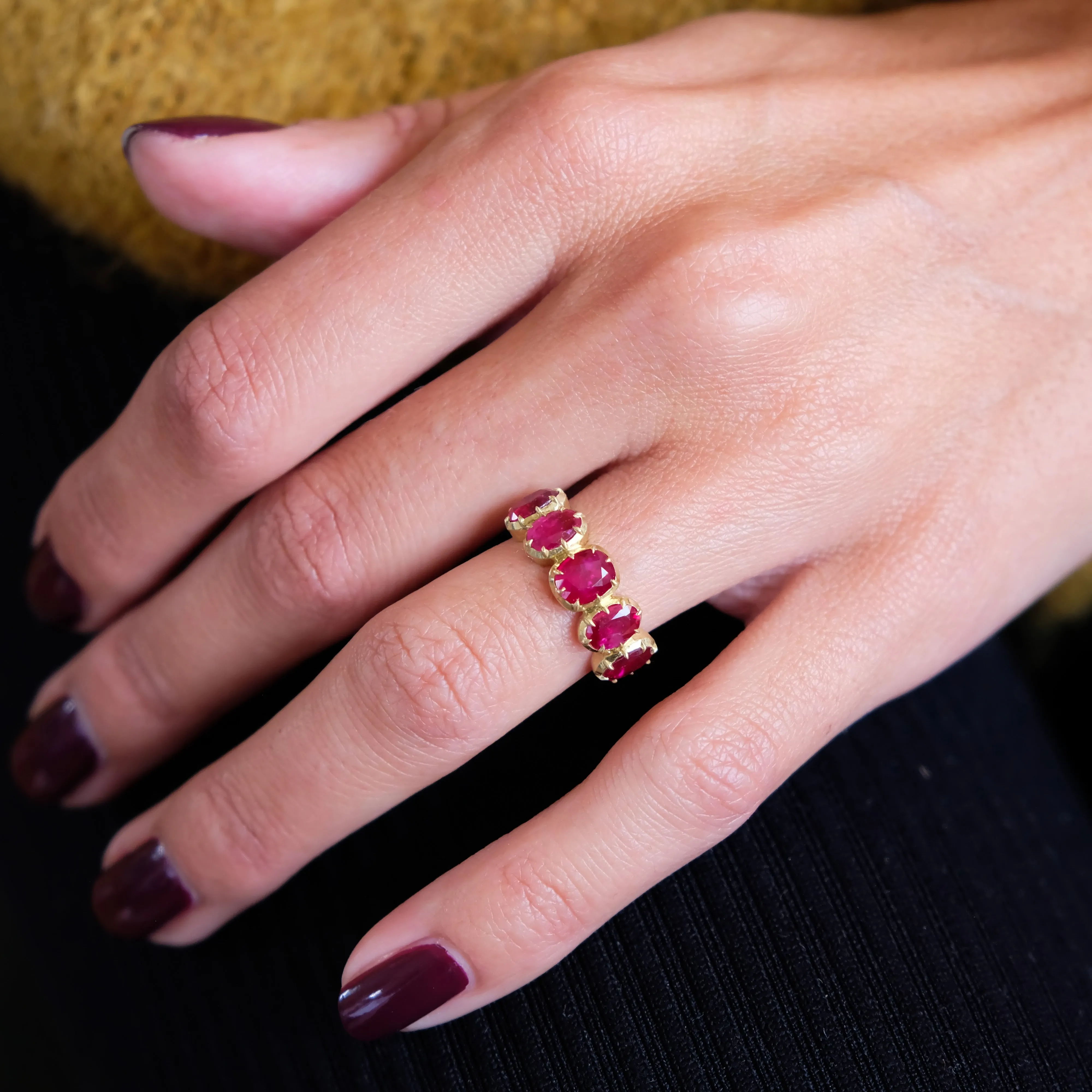 Riley Burma ruby collet ring